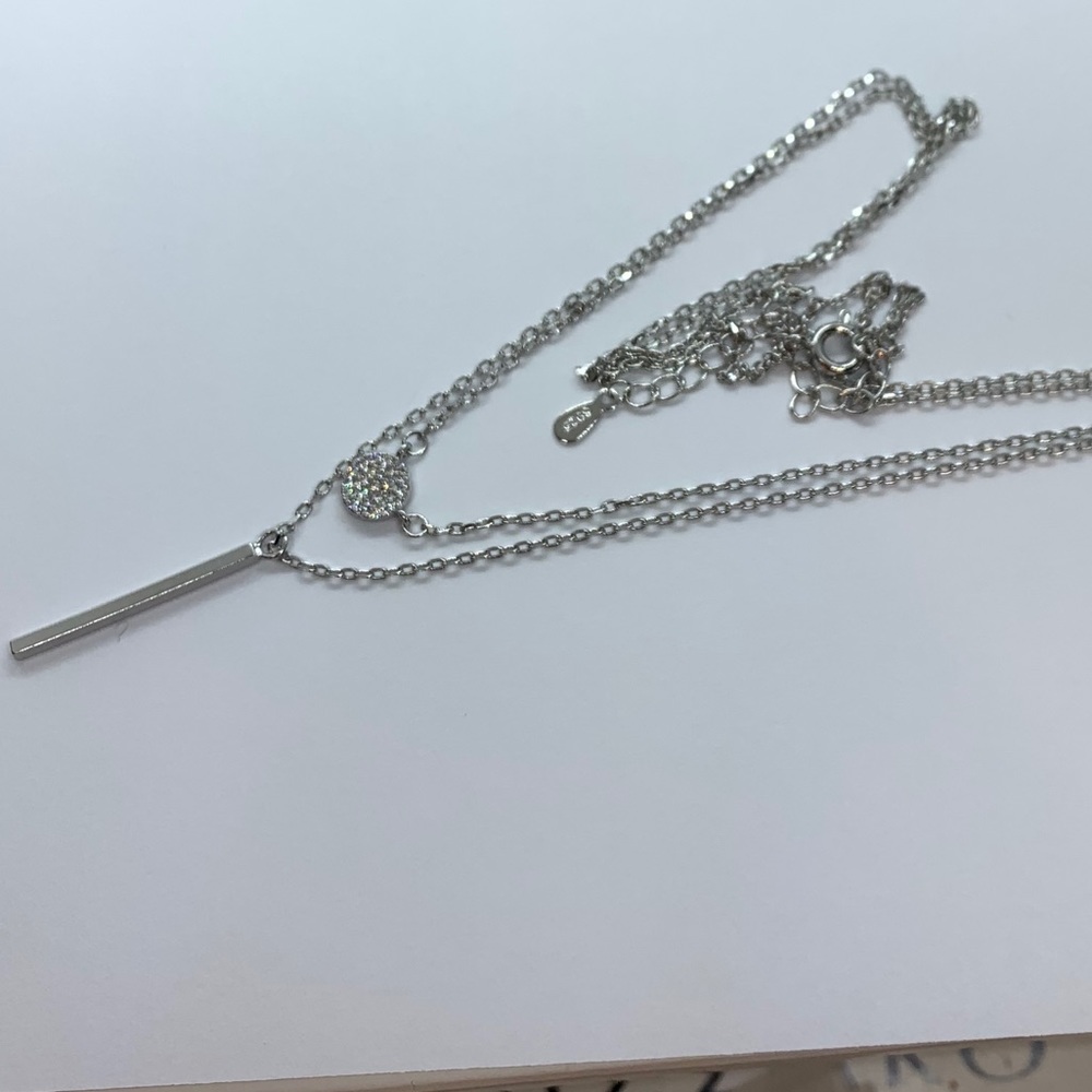 🌟 New! Sterling Silver 925 CZ Double Layer Necklaces - Picture 5 of 6